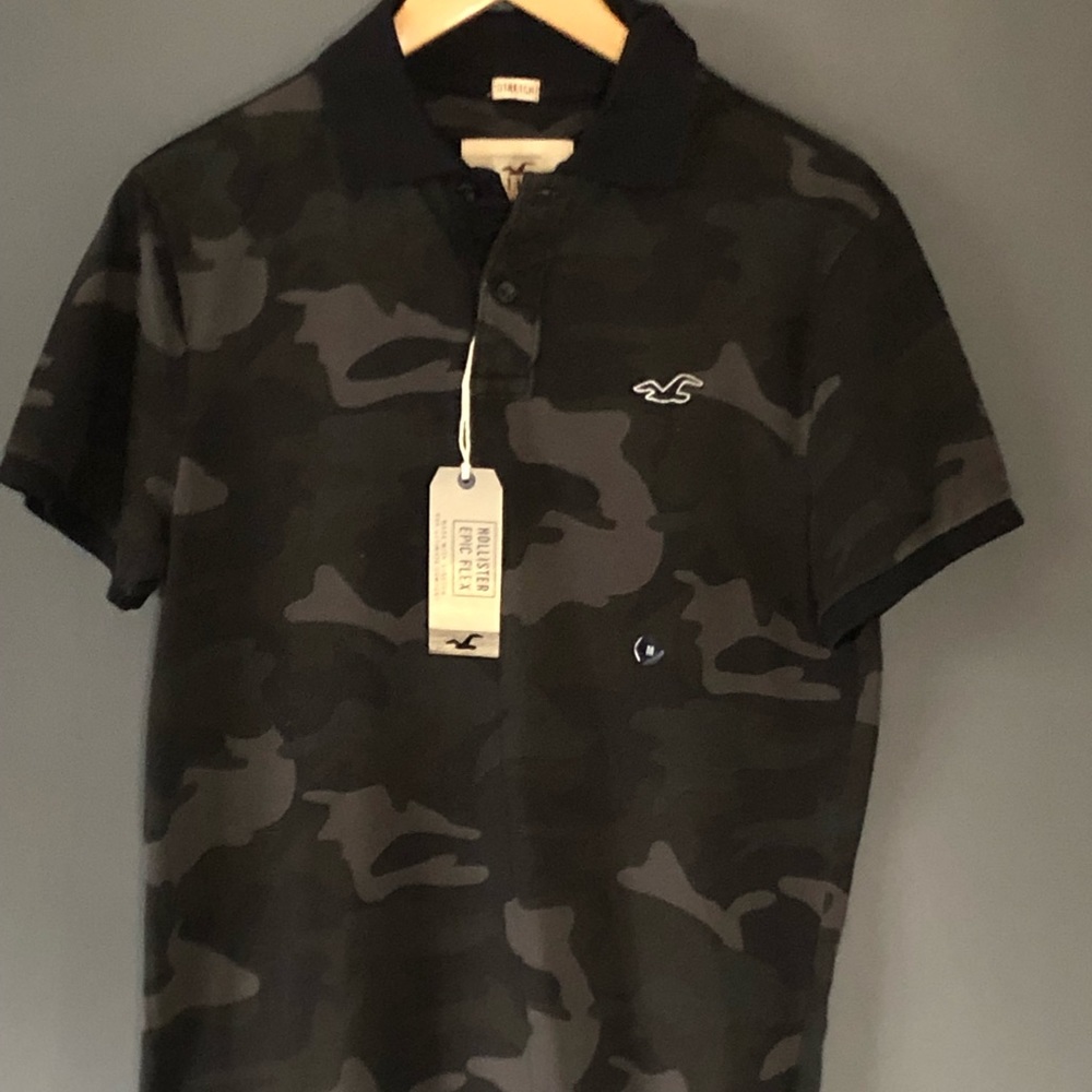 Hollister camo polo t shirt